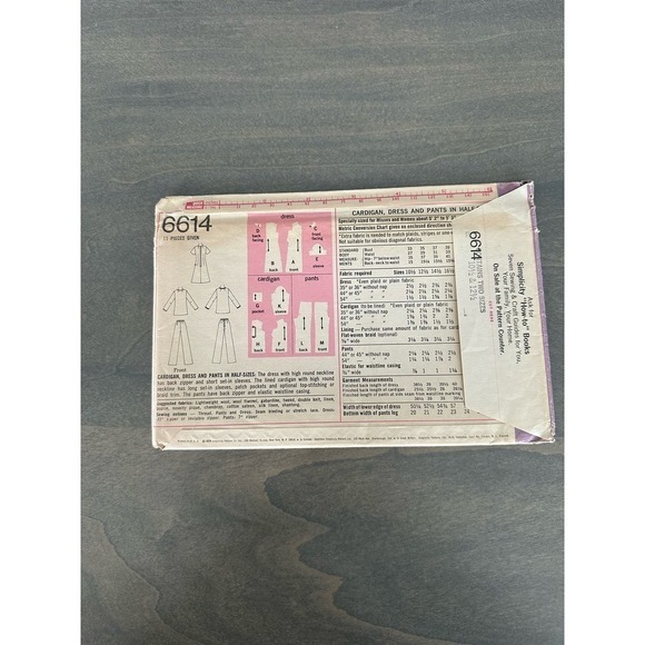 Simplicity Vintage Uncut Misses Cardigan Dress and Pants Size 10.5/12.5 No 6614 - Picture 3 of 7